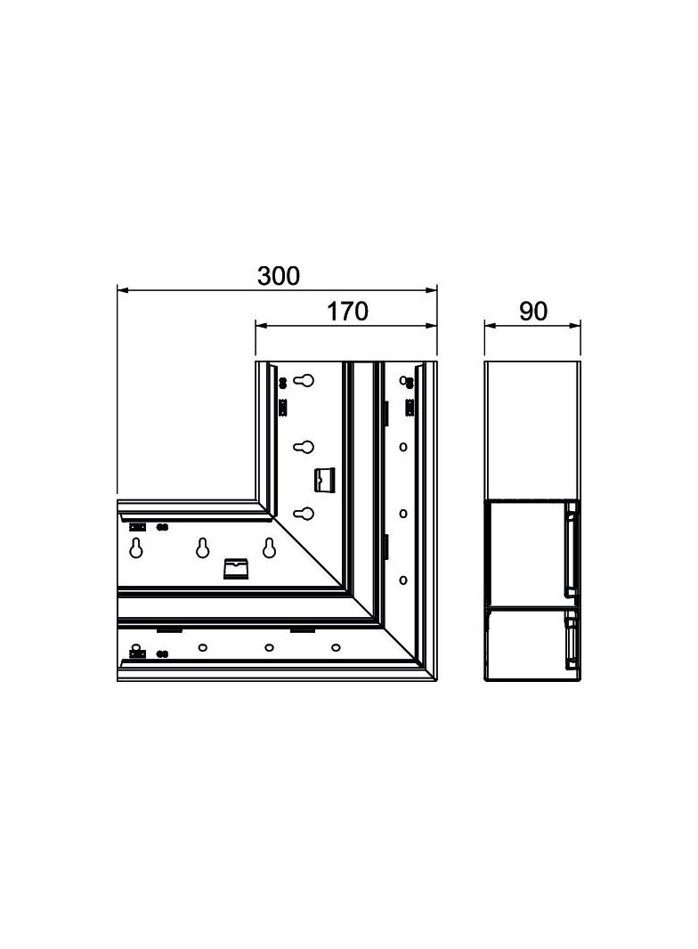 GS-DFS90170RW, Naroże płaskie 90X170 CZ.B.
