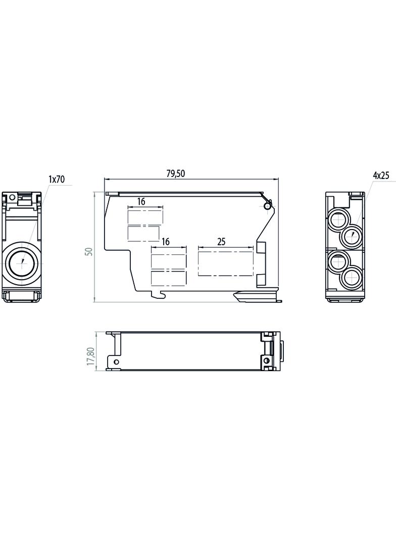 Blok rozdzielczy SDB-70/N 192A TH35 1x70+4x25 OPATÓWEK