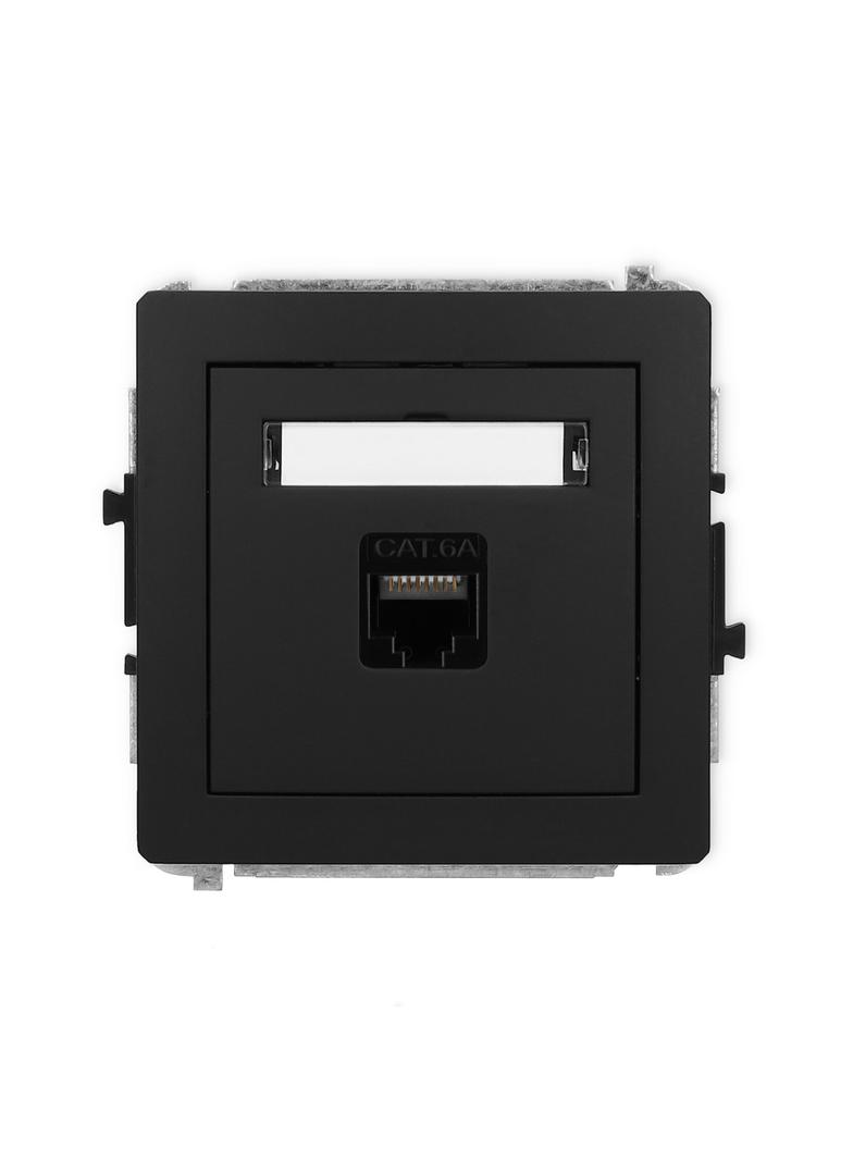 DECO Mechanizm gniazda komputerowego pojedynczego 1xRJ45, kat. 6A, 8-stykowy czarny mat