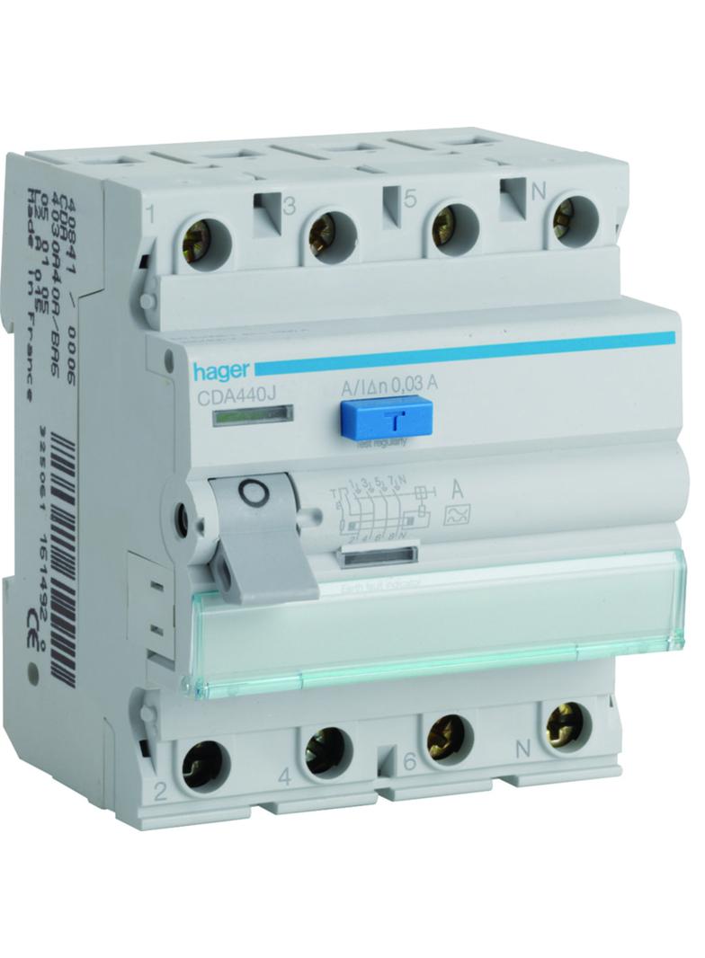 RCCB Wyłącznik różnicowoprądowy 3P+N 40A 30mA 6kA CDA440J HAGER