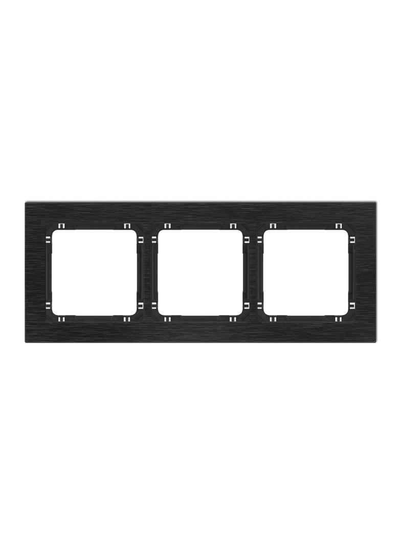 DECO Ramka uniwersalna potrójna - aluminium szczotkowane (ramka: czarna; spód: czarny) czarny