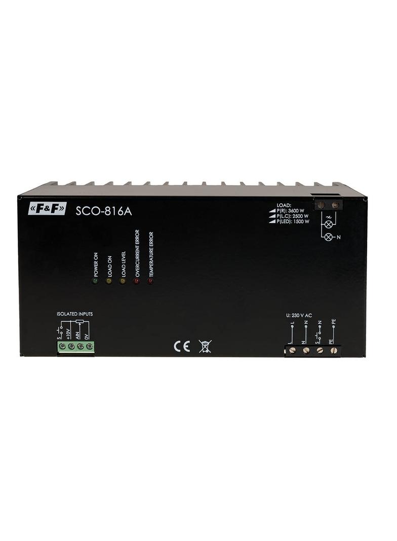 Ściemniacz do odbiorników dużej mocy 3500W zasilanie 230V z wejściem analogowym 1-10V SCO-816A F&F