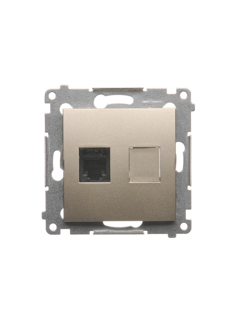 Simon 54 Gniazdo telefoniczne pojedyncze RJ12 złoty mat