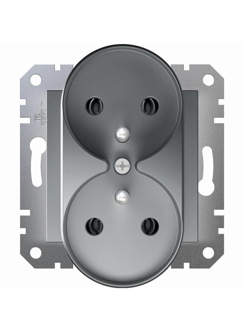 Asfora, gniazdo 2x2P+PE do systemu ramkowego, stal