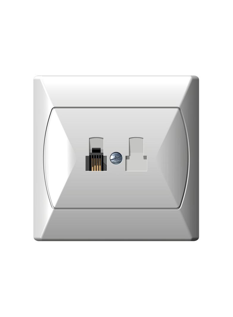 AKCENT Gniazdo telefoniczne pojedyncze - kolor biały