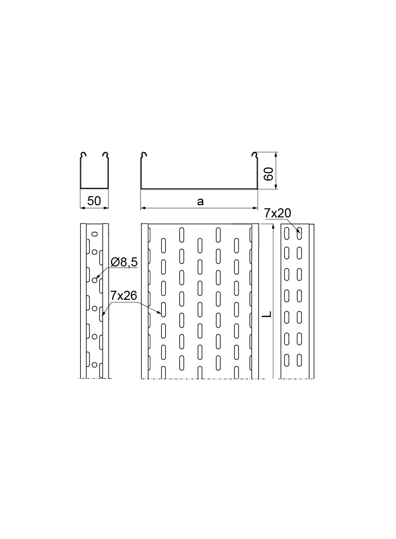 KCP50H60/3 N KORYTKO 1,5MM