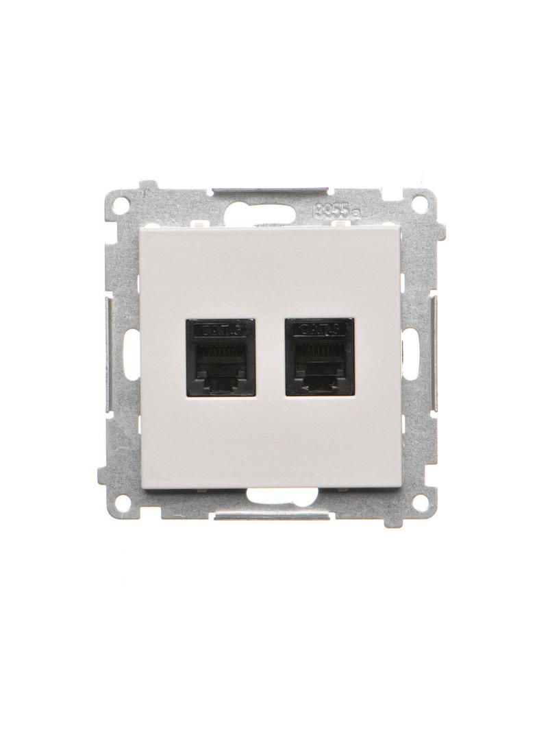 Simon 55 Gniazdo telefoniczne podwójne RJ12 Jasnoszary mat