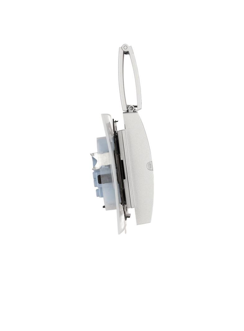 Simon 55 Gniazdo wtyczkowe podwójne do wersji IP44 z uszczelką szybkozłączka Klapka W kolorze pokrywy Aluminium mat TGZ2BMCZ.01/143 KONTAKT