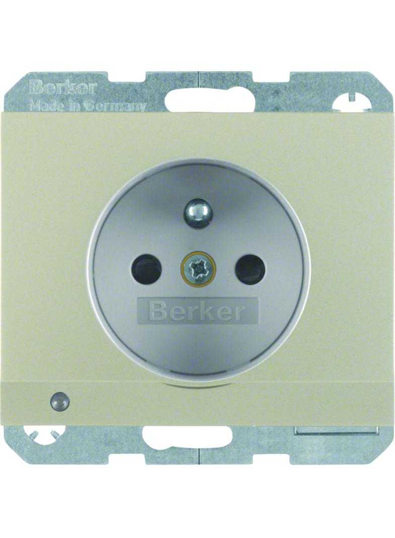 BERKER K.5 Gniazdo z uziemieniem i podświetleniem orientacyjnym LED stal szl 6765107004 HAGER