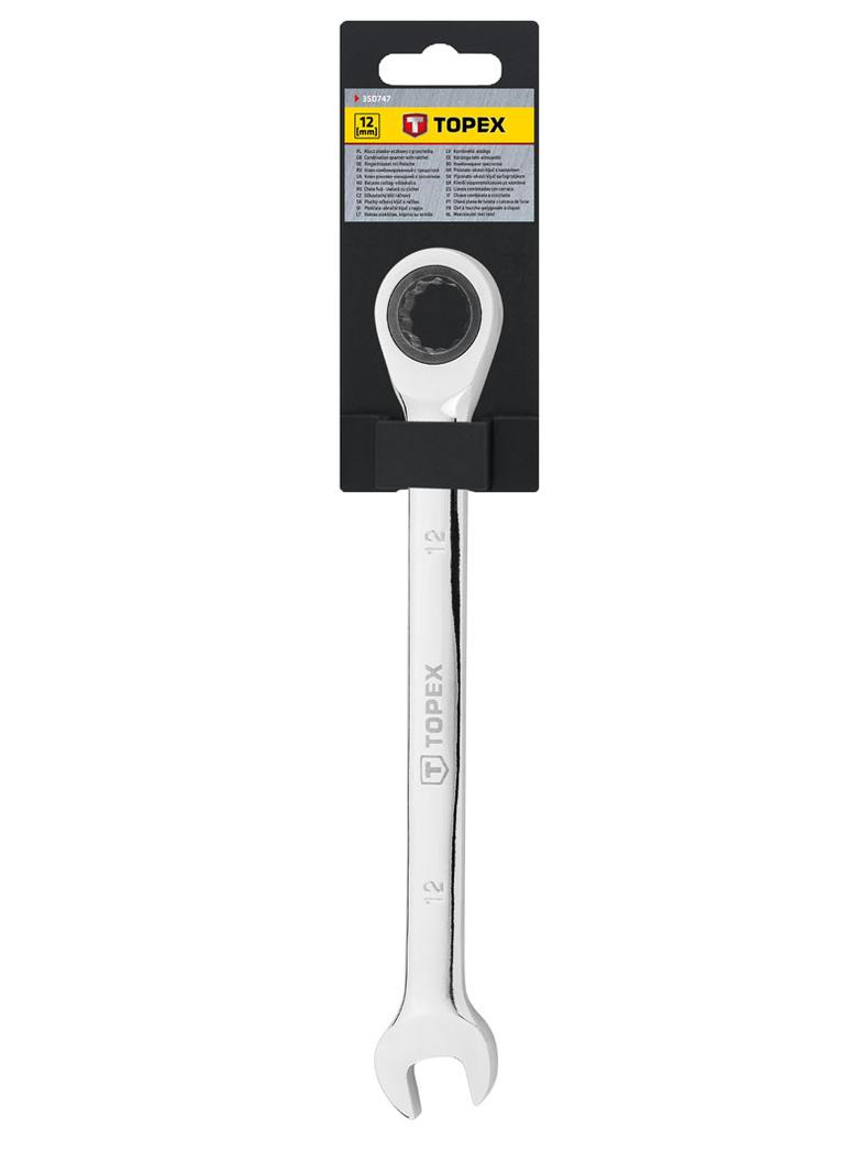 Klucz płasko-oczkowy z grzechotką, 12 mm