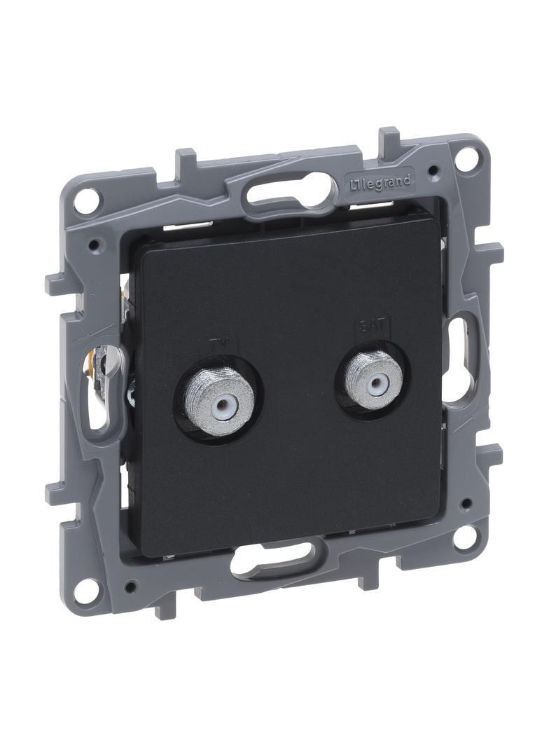 NILOE SELECTION - GNIAZDO TV -  F-F  KOŃCOWE DO INSTALACJI TYPU GWIAZDA 1 DB ANTRACYT, Legrand