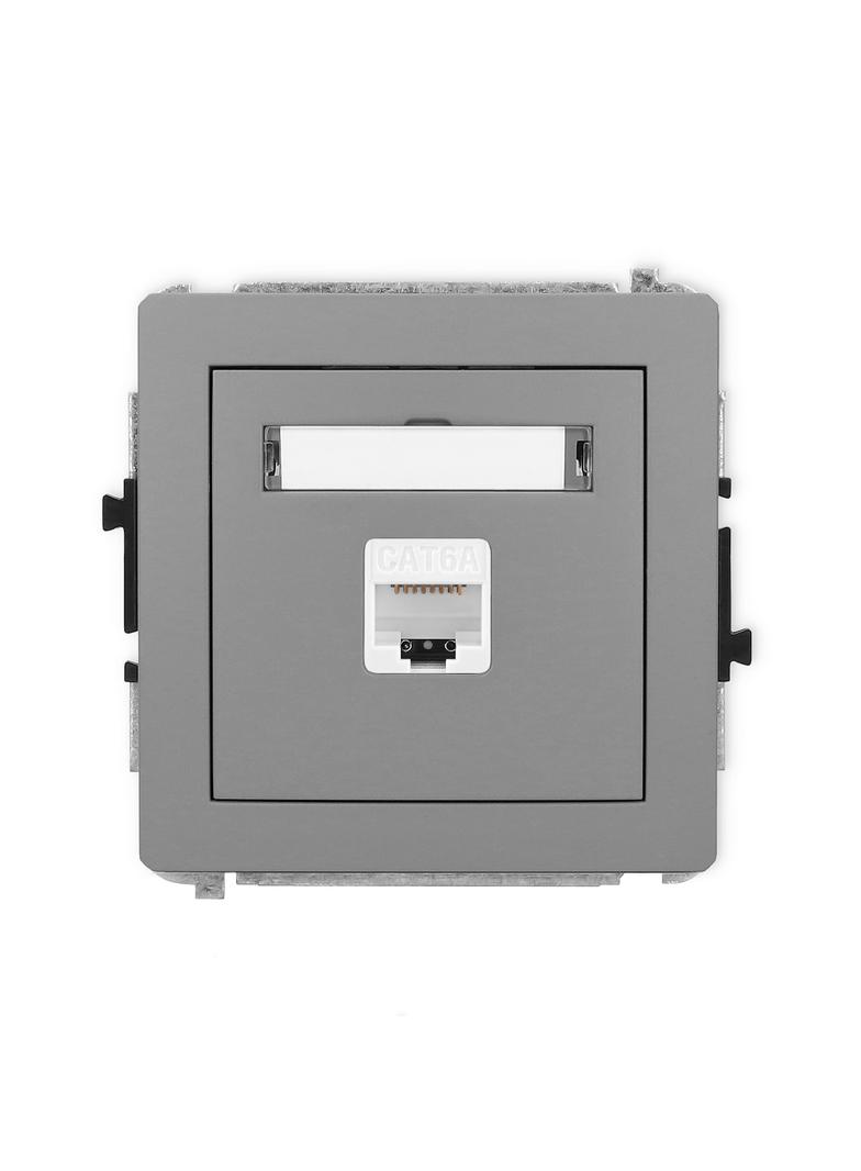 DECO Mechanizm gniazda komputerowego pojedynczego 1xRJ45, kat. 6A, 8-stykowy szary mat