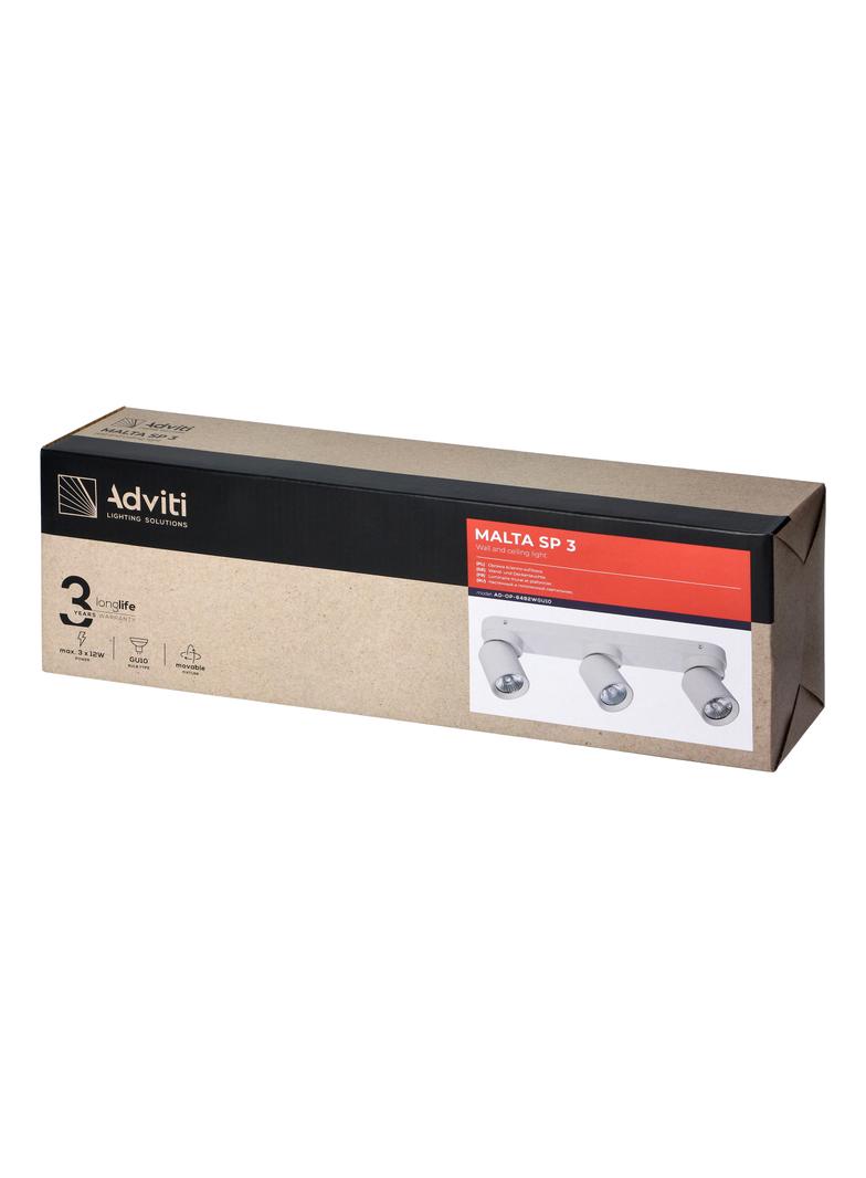 Oprawa ścienno-sufitowa MALTA SP 3 GU10 max. 3x12W IP20 czarna ADVITI AD-OP-6482BGU10 ORNO
