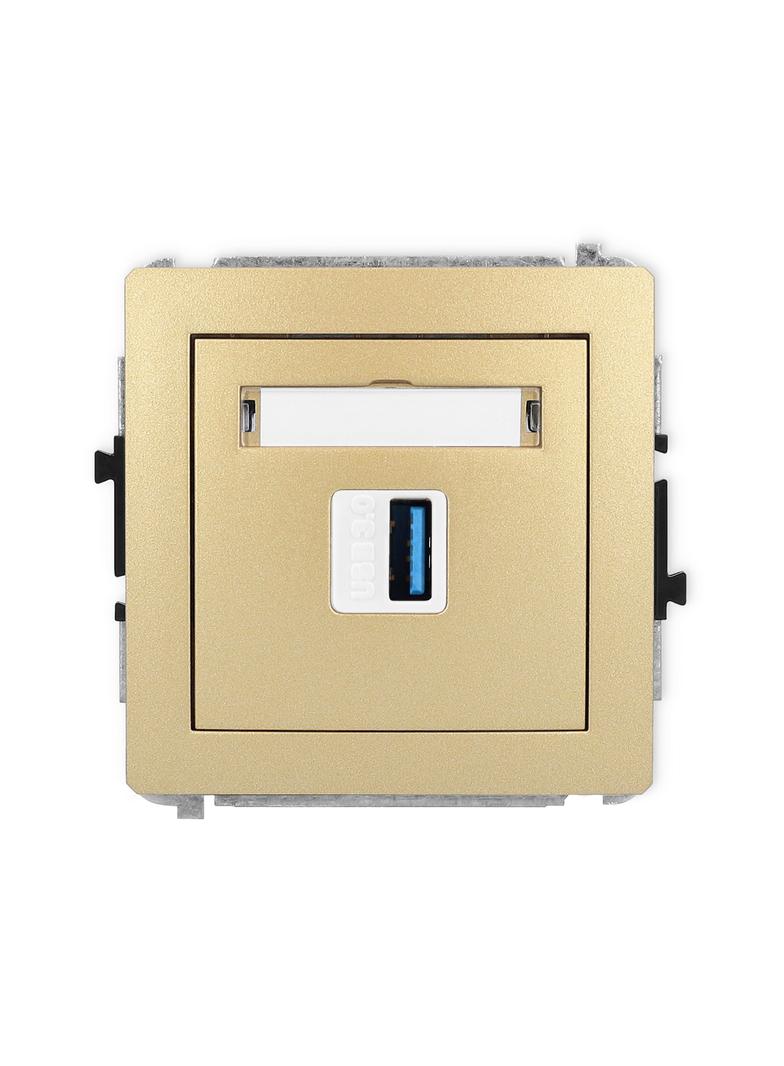 DECO Mechanizm gniazda pojedynczego USB A-A 3.0 złoty