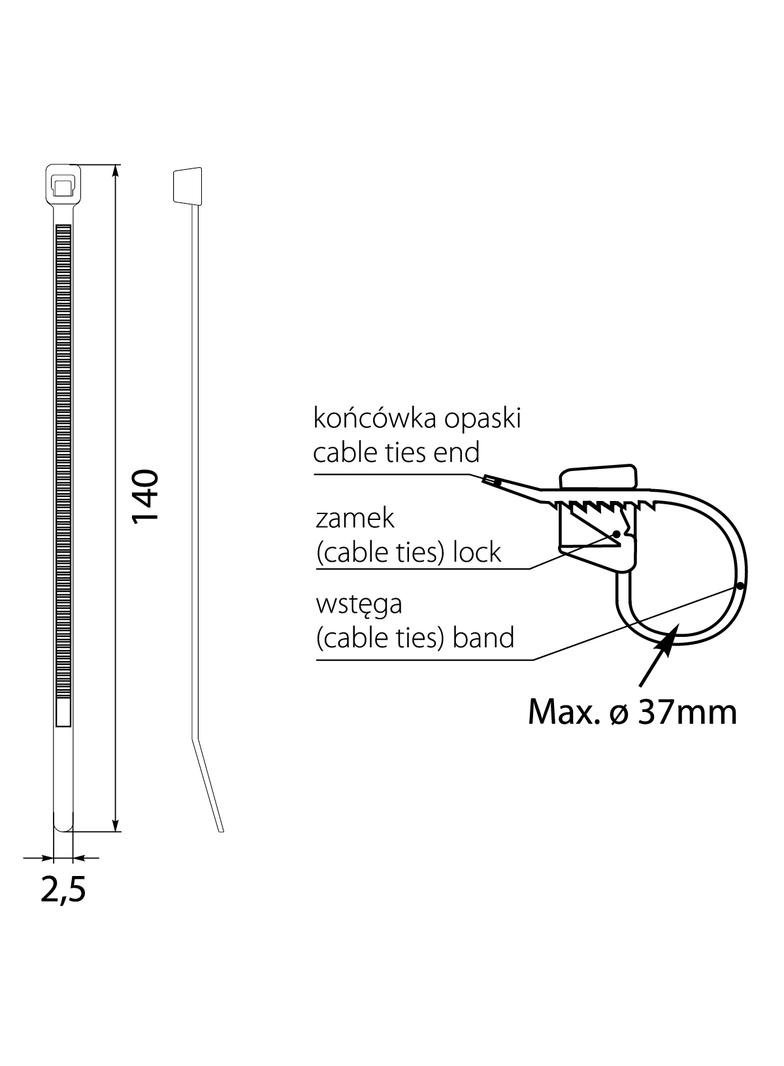 Opaska czarna OZC 25-140 UV (100szt) 25.103 OPATÓWEK
