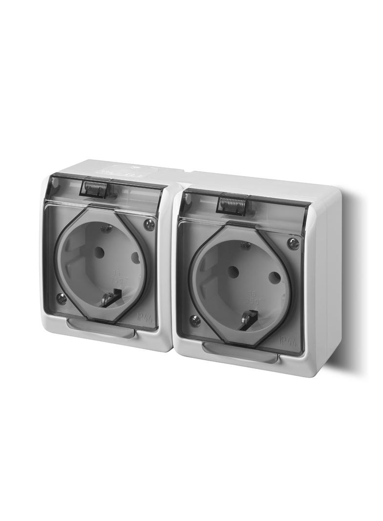 HERMES Gniazdo 2x2P+Z schuko IP44