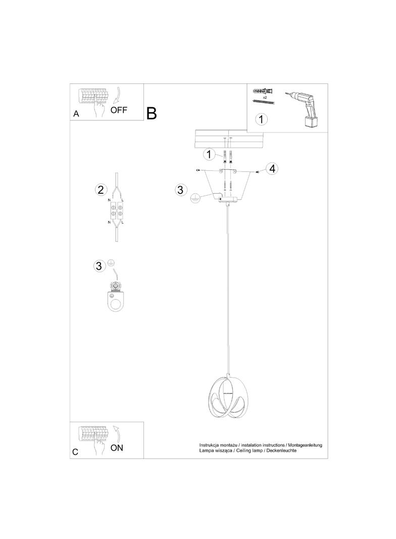 Lampa wisząca TULOS 1 biała