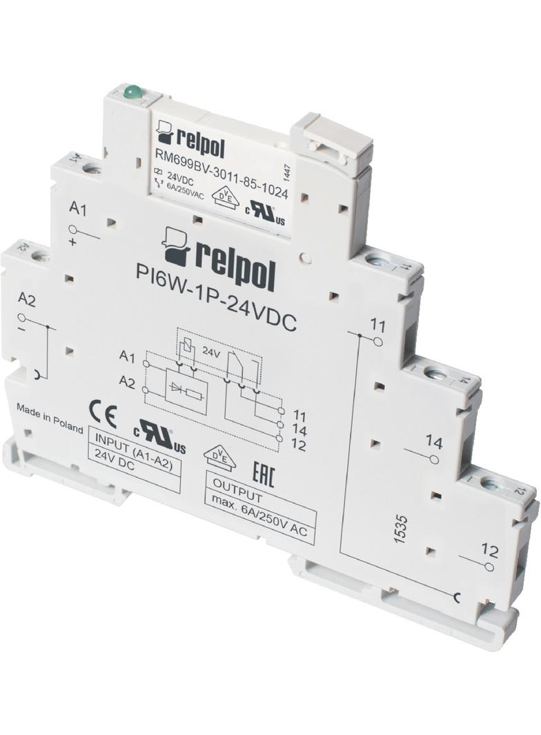 Przekaźnik interfejsowy 1P 6A 24V DC PIR6W‑1P‑24VDC (SZARE) 856063 RELPOL