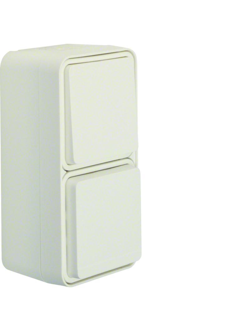 BERKER W.1 Łącznik uniwersalny z gniazdem SCHUKO pionowy kompletny IP55 biały 47803512 HAGER