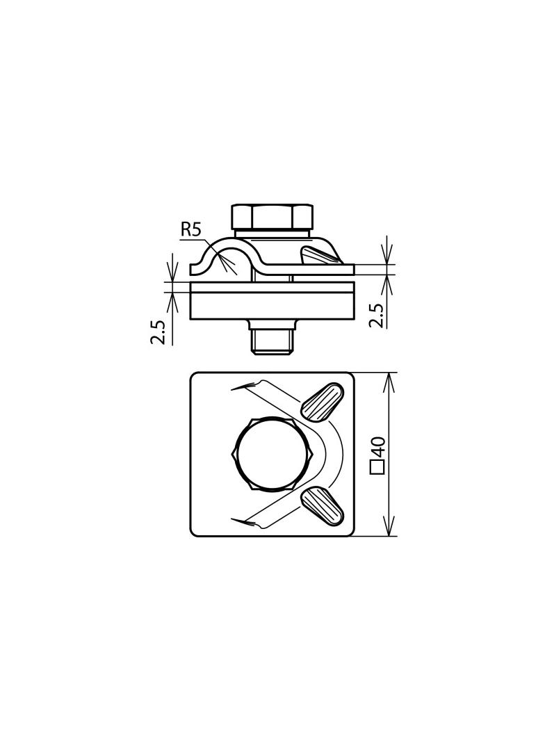 Zacisk M V, stal nierdzewna NIRO 200 kA, do drutu 8-10 mm, ze śrubą sześciokątną
