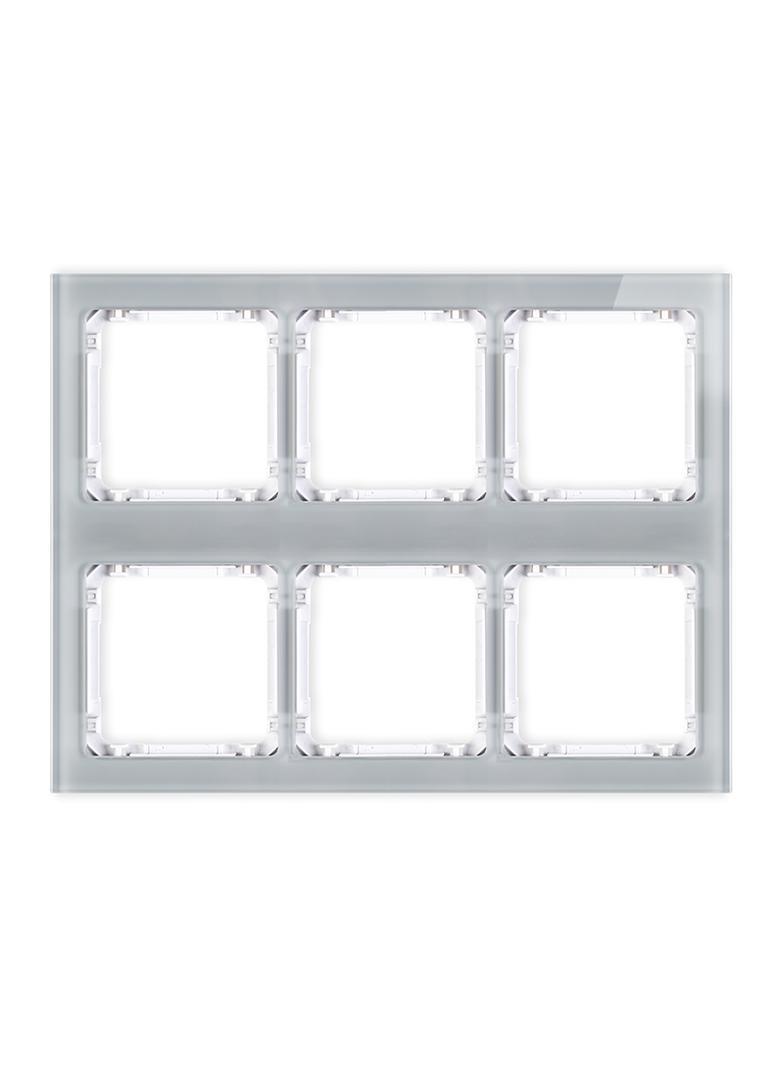 "DECO Ramka modułowa 6 krotna (3 poziom, 2 pion) - efekt szkła (ramka szara