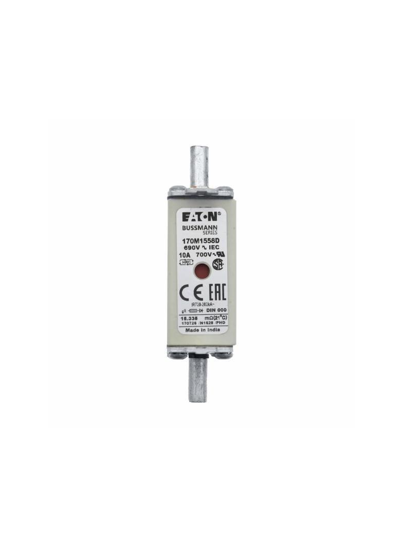 FUSE 10A 690V gR DIN 000 HSDNH Wkładka szybka 10A 690V gR DIN 000 podwójny wskaźnik 170M1558D EATON
