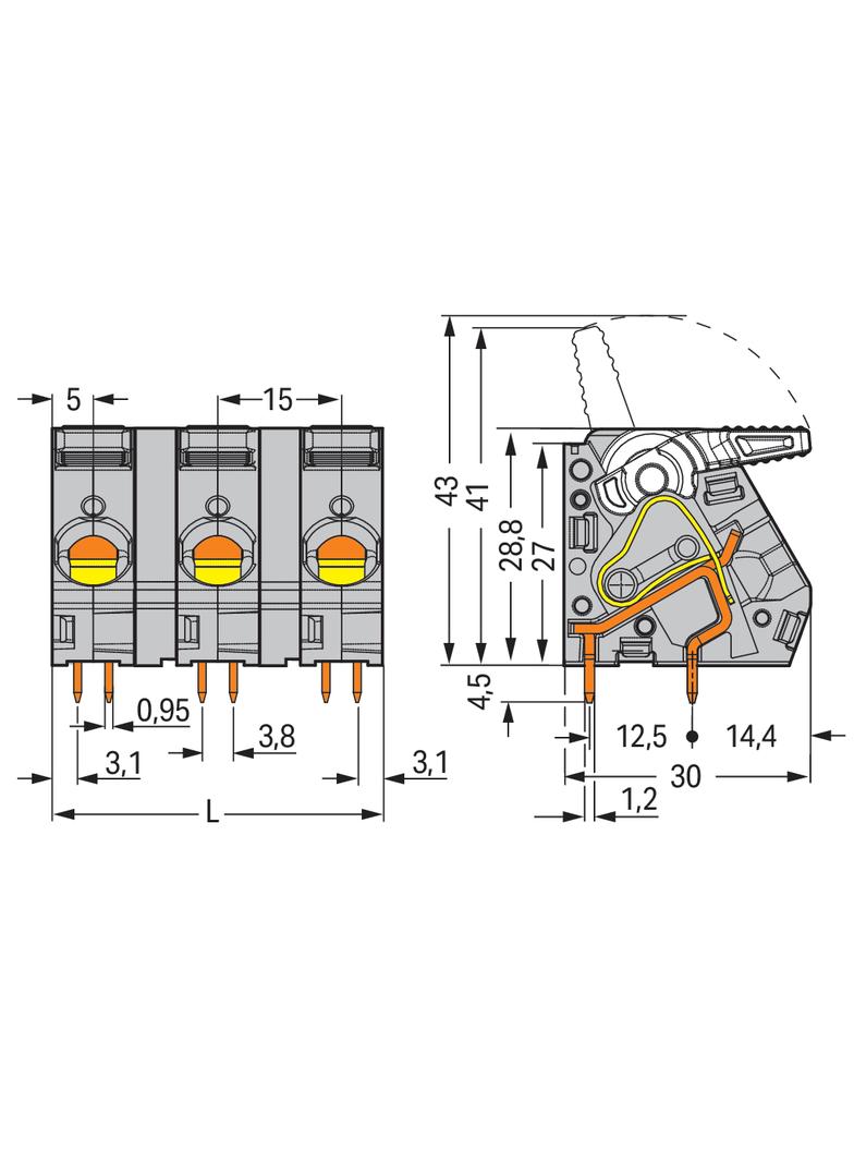 złączka do płytek drukowanych /50szt./ WAGO