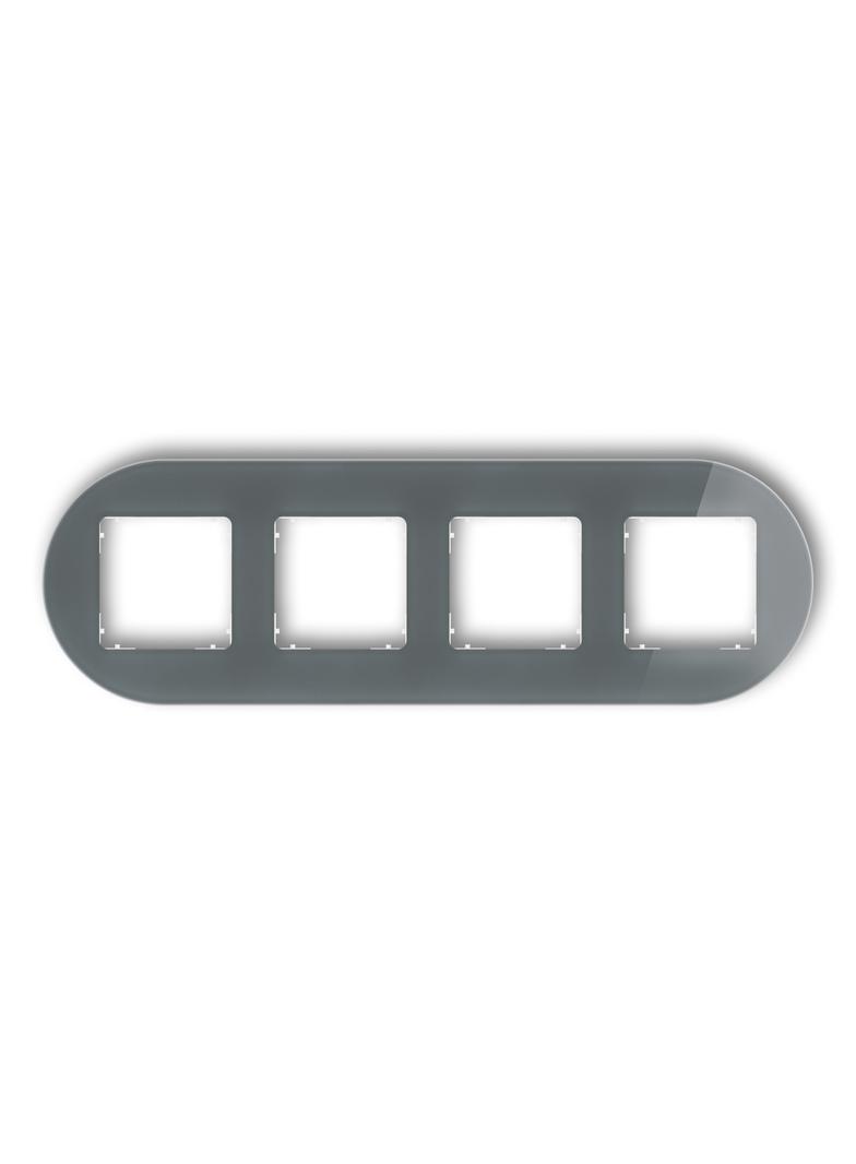 ICON Ramka uniwersalna poczwórna okrągła - efekt szkła (ramka: grafitowa; spód: biały) grafitowy