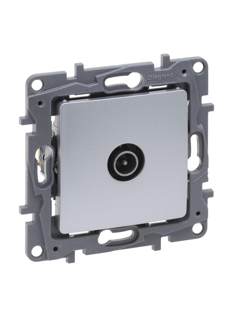 NILOE SELECTION - GNIAZDO TV - 9.5 MĘSKIE KOŃCOWE DO INSTALACJI TYPU GWIAZDA 1 DB ALUMINIUM, Legrand