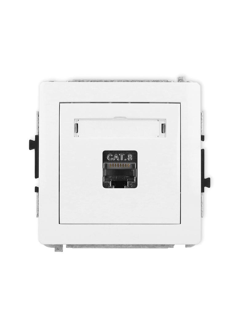 DECO Mechanizm gniazda komputerowego pojedynczego 1xRJ45, kat. 8, ekranowany, 8-stykowy biały mat