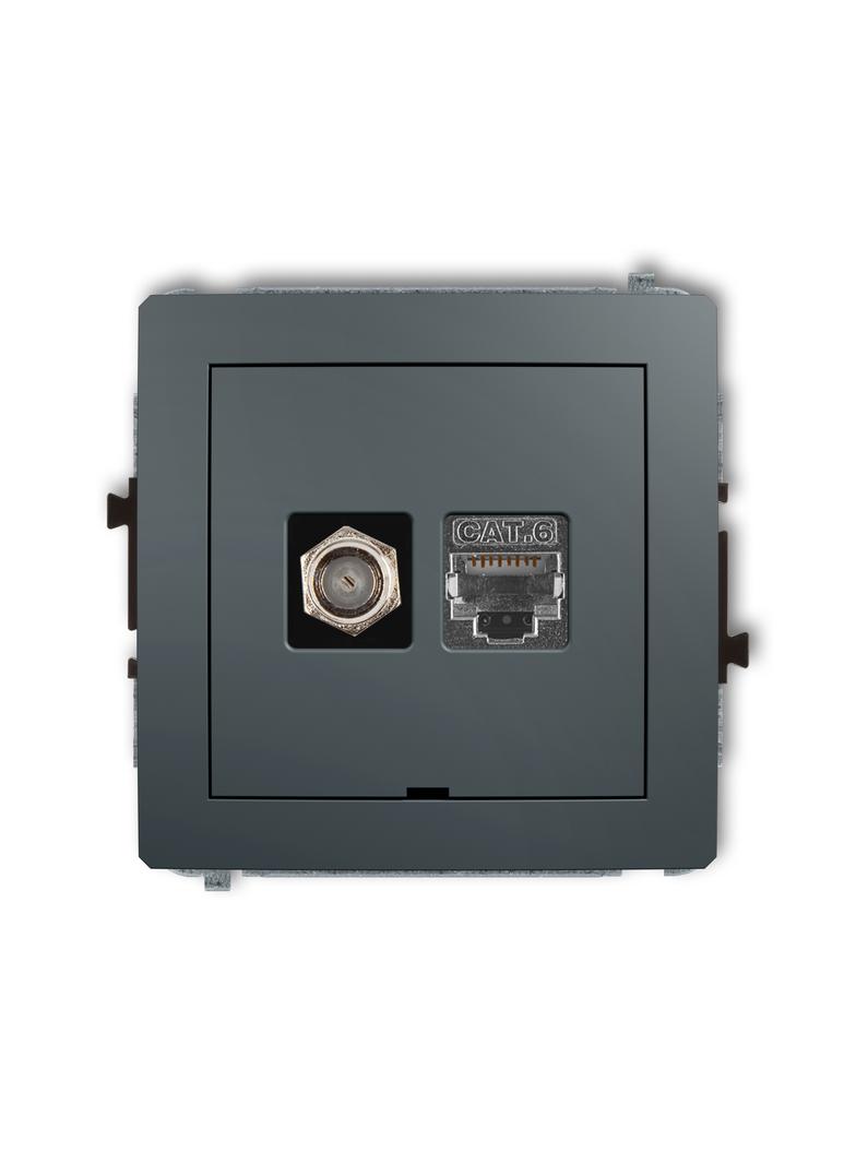 DECO Mechanizm gniazda antenowego poj. typu F (SAT) + gniazda komp. poj. 1xRJ45, kat. 6 ekranowany,