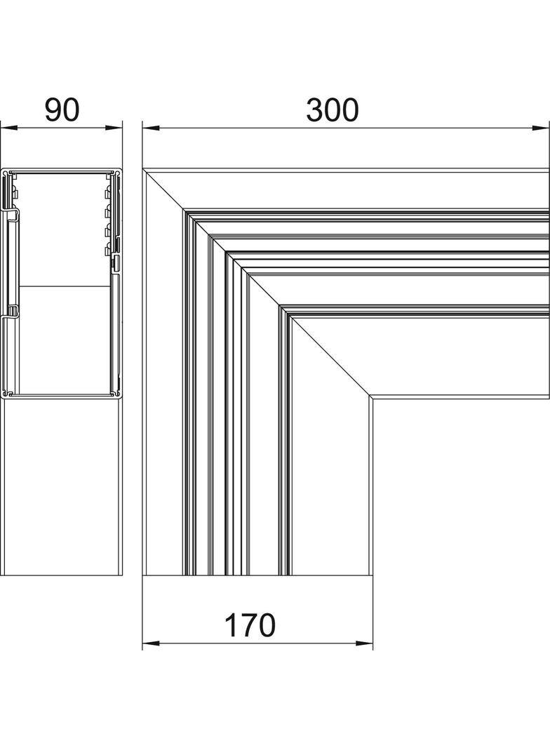 GA-AFF90170EL, Naroże płaskie asymetryczne opadające
