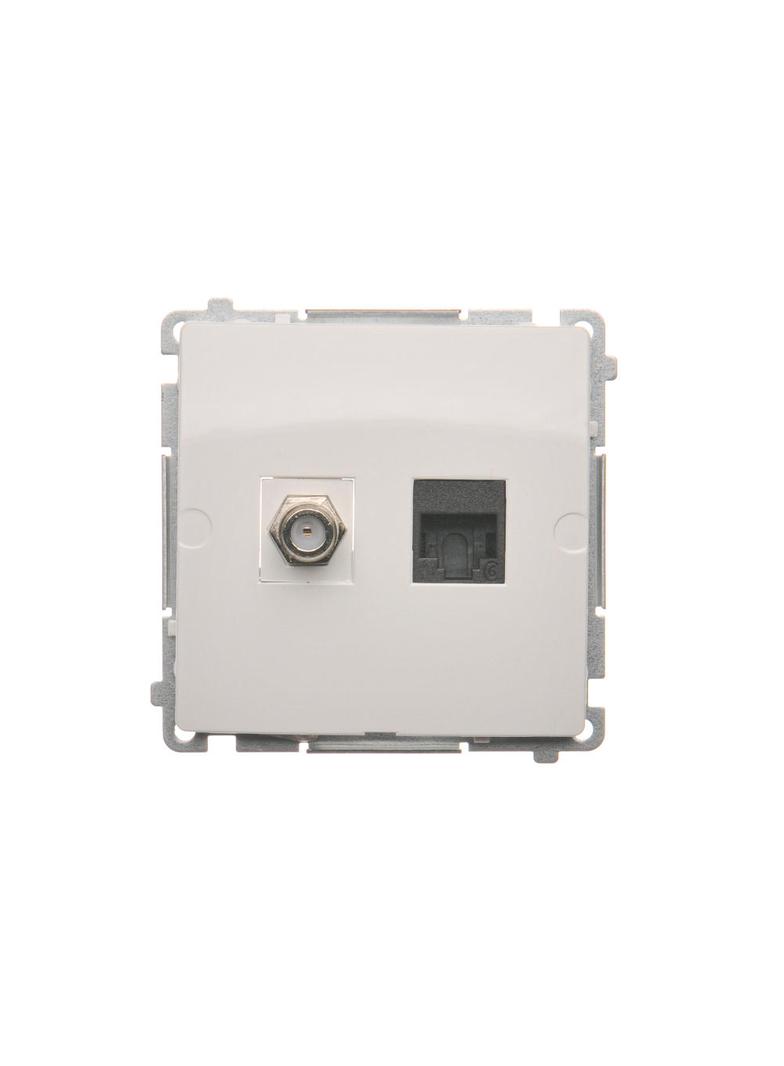 Simon Basic Gniazdo antenowe typu F + RJ45 kat.6 biały BMAFRJ45.01/11 KONTAKT