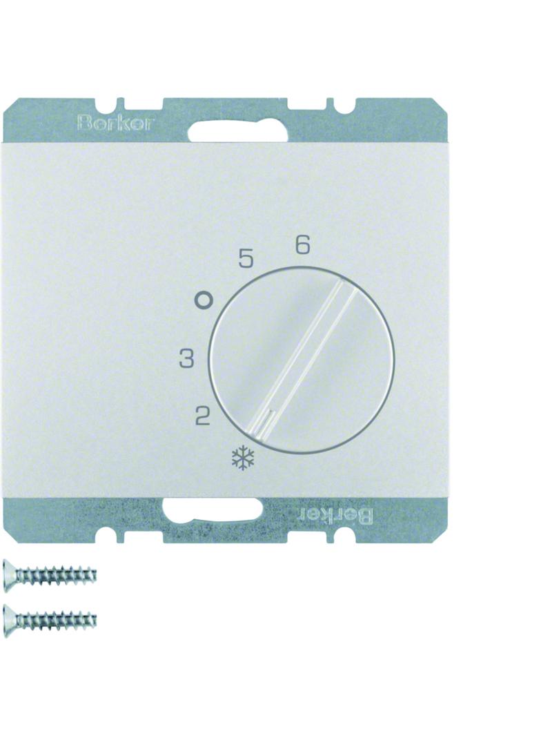 BERKER K.5 Regulator temperatury pomieszczenia z stykiem zmiennym i elementem centralnym aluminium 2