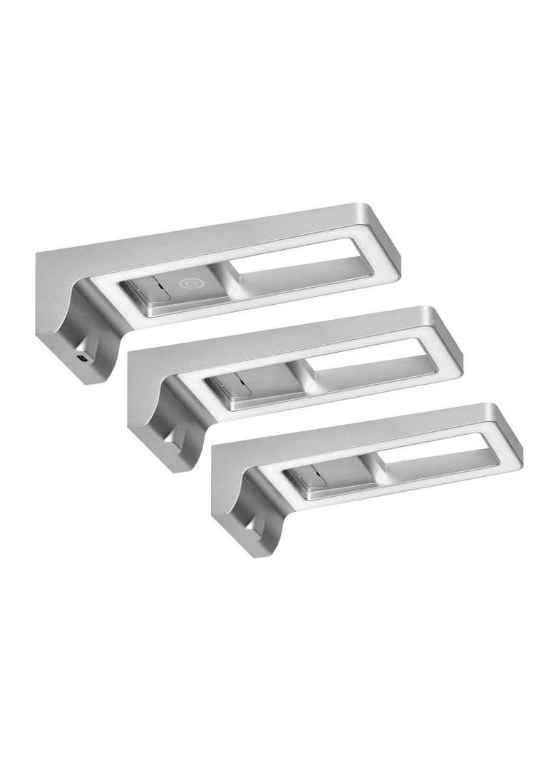 ARTUS zestaw 3 lampek podszafkowych LED, 3x3W, 3x225lm, 4000K, z włącznikiem dotykowym i USB, szare