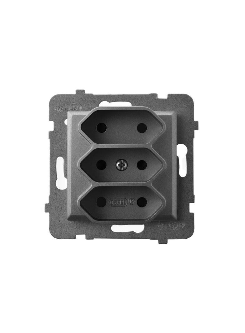 ARIA Gniazdo potrójne EURO - kolor szary mat