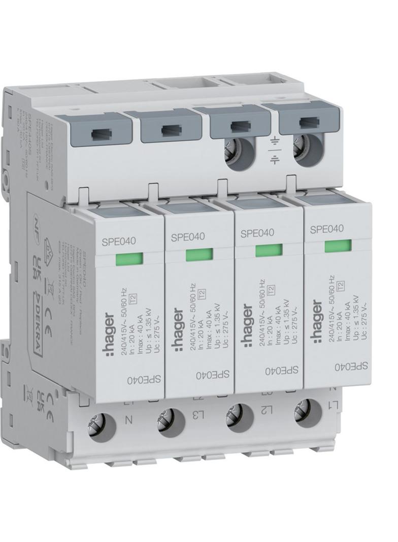SPD Ogranicznik przepięć T2 4P 4+0 sieć TN-S In=20kA Imax =40kA Up?1,35kV