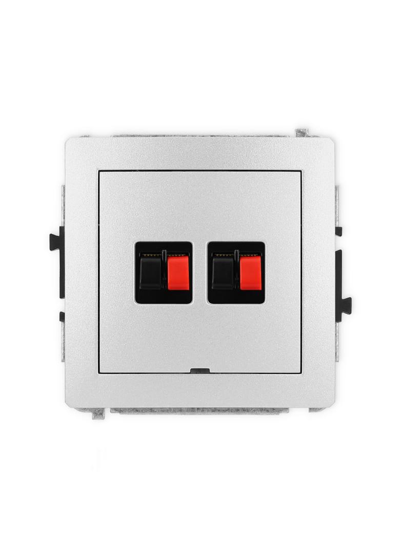 DECO Mechanizm gniazda głośnikowego podwójnego, bez pola opisowego srebrny metalik