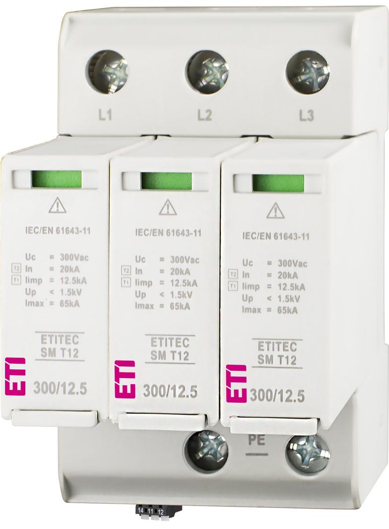 ETITEC SM T12 300/12,5 3+0 RC Ogranicznik przepięć Typ1,T2 (kl.B,C) - bez prądu upływu