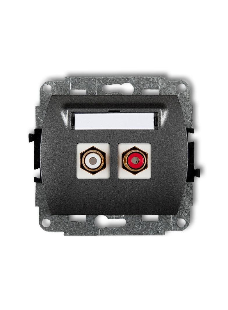 TREND Mechanizm gniazda podwójnego RCA (typu cinch - biały i czerwony, pozłacany) grafitowy