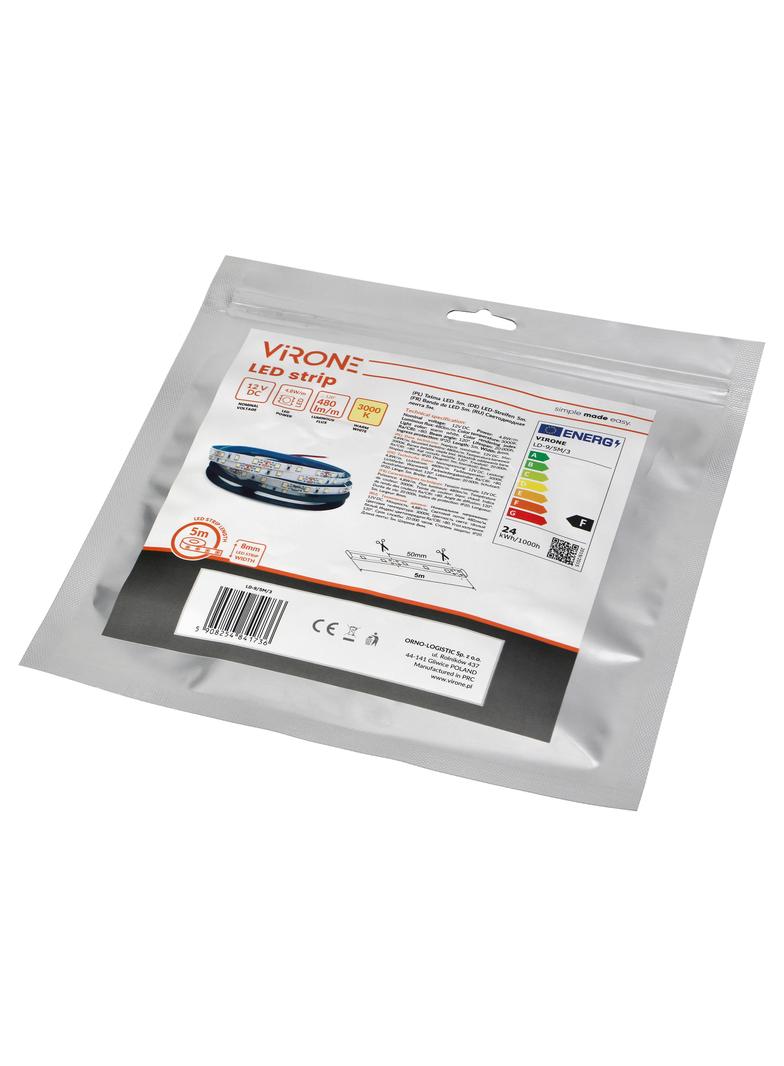 Taśma LED 12V 2835 60L/m 4,8W/m IP20 3000K 5m LD-9/5M/3 ORNO