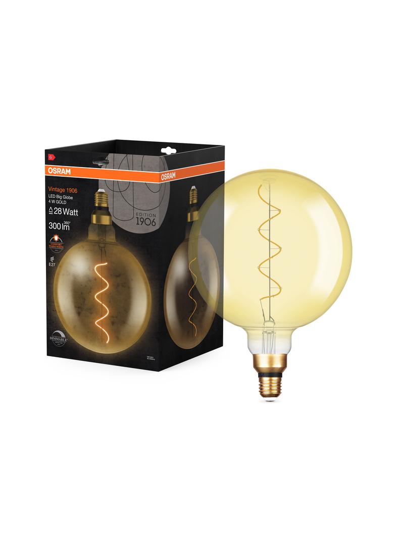 Lampa LED Vintage 1906 dim CL GLOBE200 Filament szkło przezroczyste GOLD 28 dim 5W 820 E27