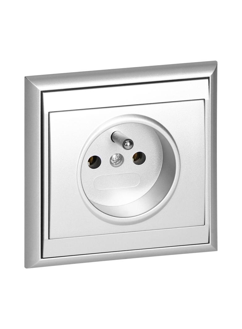 Gniazdo pojedyncze podtynkowe 2P+Z Luna, 16A, 250V, PT-16L, srebrny