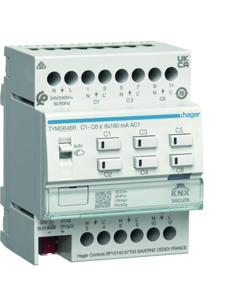 KNX e/s Elektr. sterownik grzewczy 6-kr z regulacją temperatury, 24/230V AC sec TYMS646R HAGER
