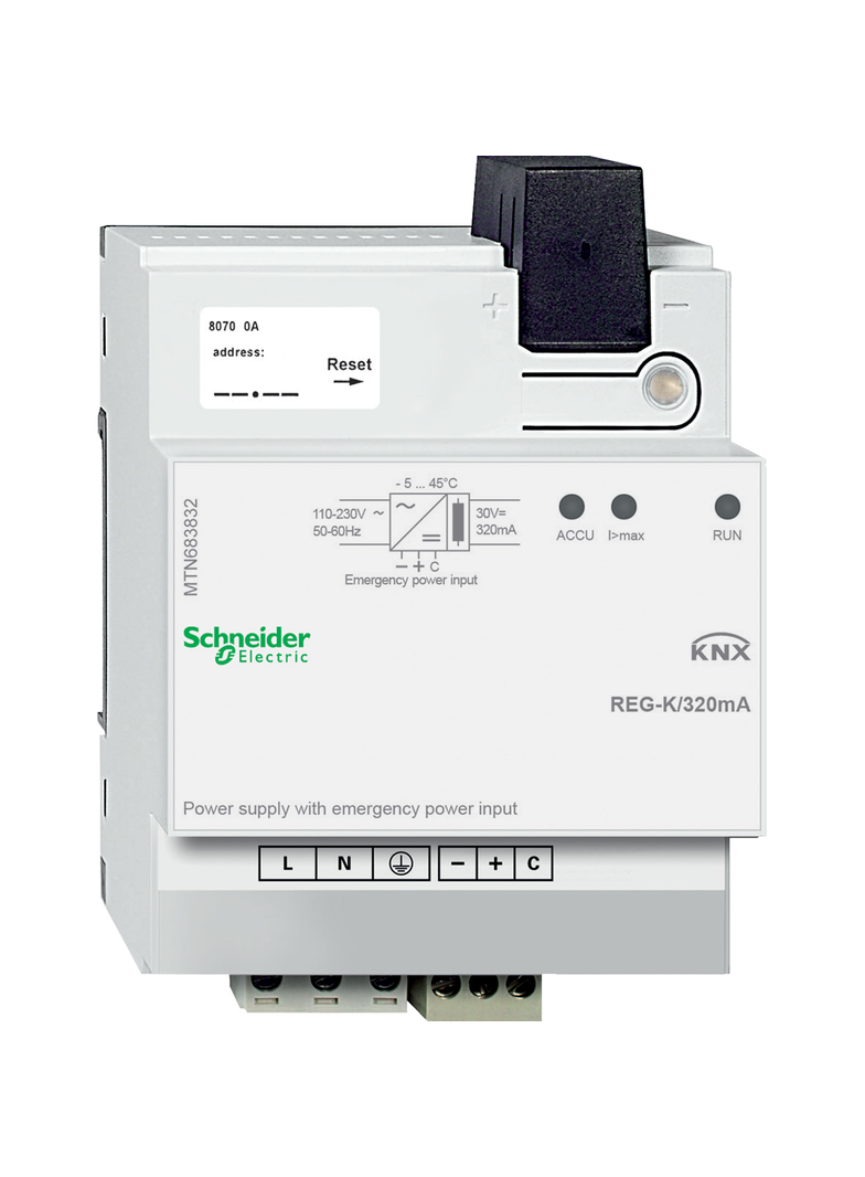 KNX zasilacz REG-K 320 mA jasnoszary do podłączenia zasilacza awaryjnego