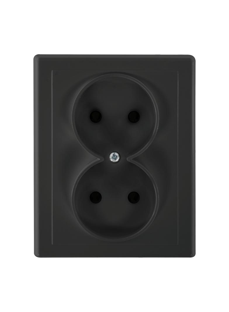 Gniazdo podwójne podtynkowe 2x2P Malta, 16A, 250V, PT-5M, czarny mat