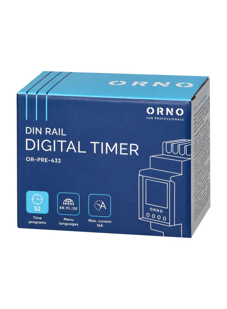 Programator czasowy wyłącznik LCD cyfrowy 52 programy na szynę ORNO