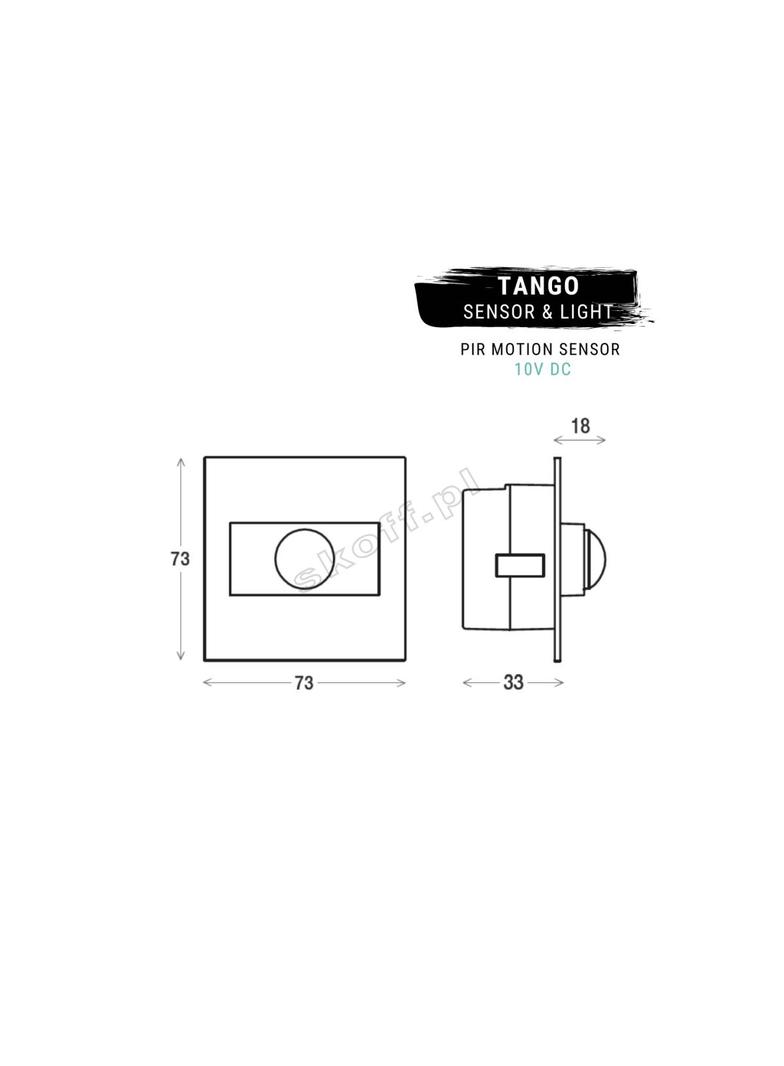 Oprawa Tango PIR 120 Motion Sensor | 10 V DC | 0,2 W | IP 20 |PIR 120o | Wykończenie: czarny mat |