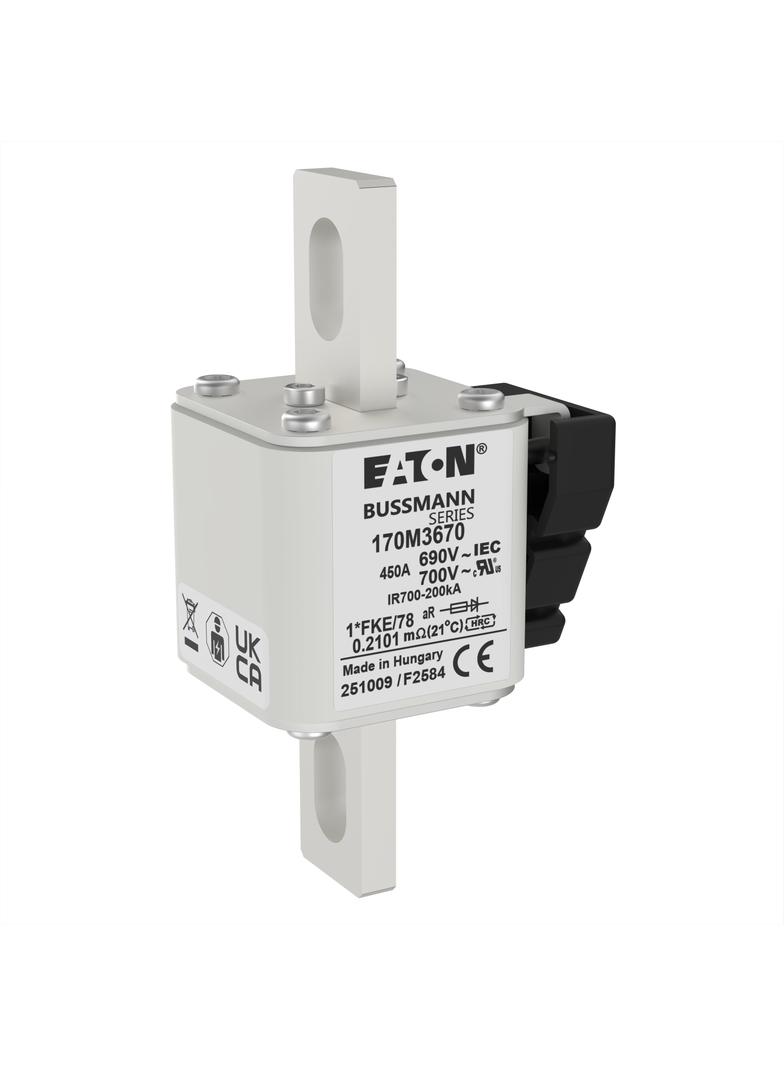 FUSE 450A 690V 1*FKE/78 AR UC Wkładka szybka 450A AC 690V rozmiar 1 45x59x110 mm aR, 170M3670 EATON