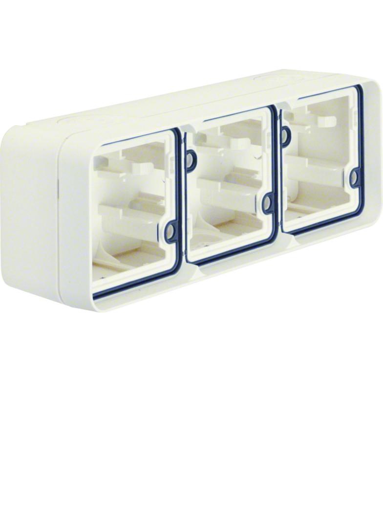 W.1 Puszka natynkowa potrójna pozioma 2 wejścia IP55 biały Berker 6019303502 WNA683B HAGER